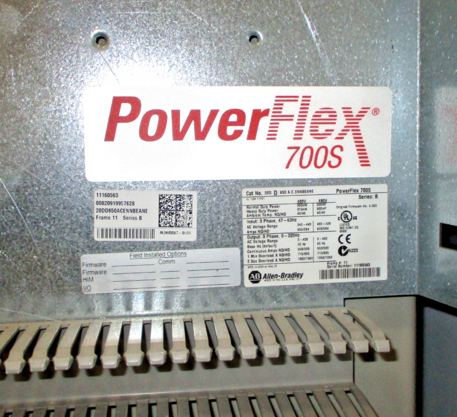 20LD650N3ENNLE11WA Allen Bradley PowerFlex 700L 600HP Frame 3A A9088AH