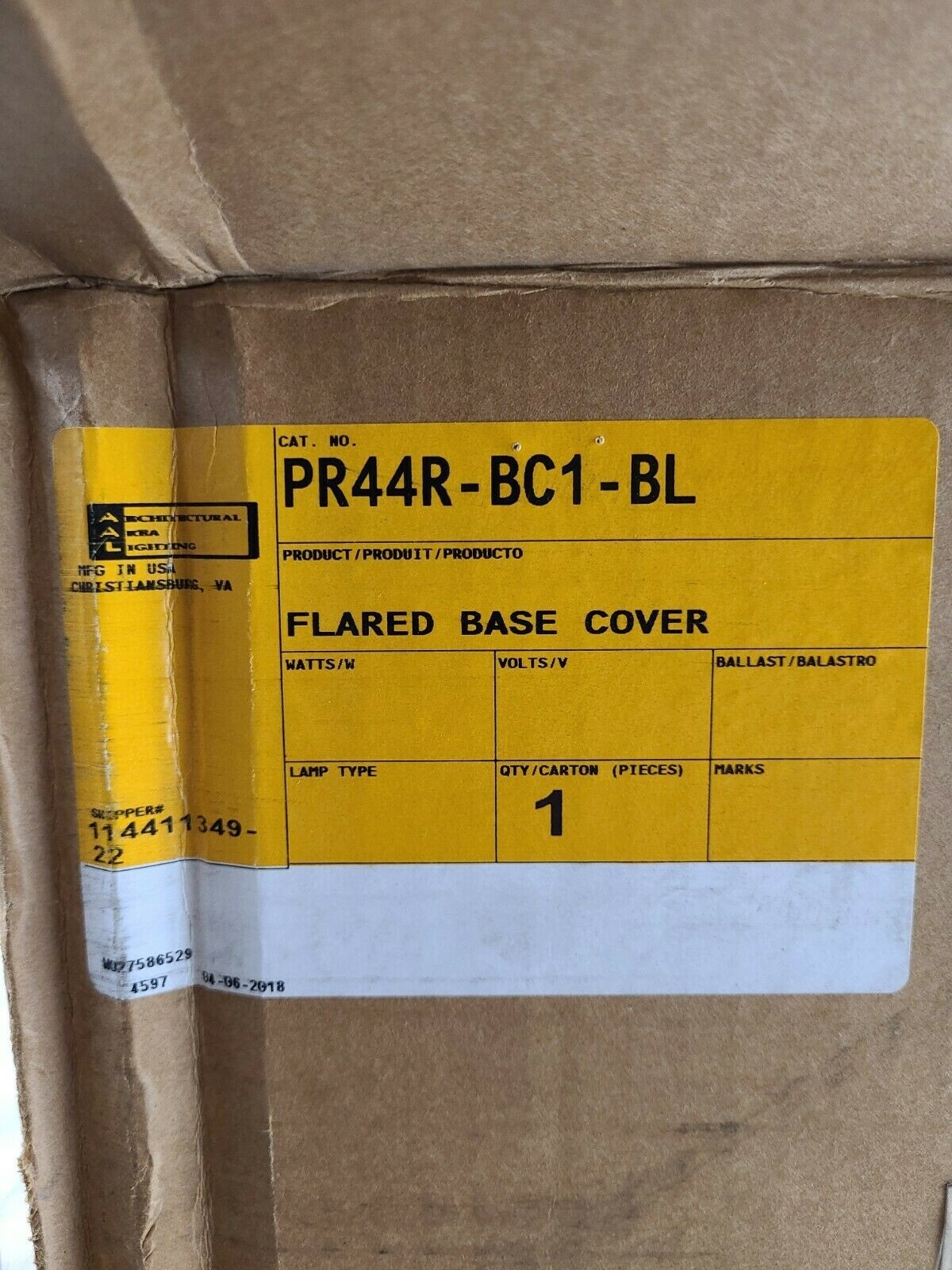 HUBBELL PR44R-BC1-BL FLARED 4″ O.D. POLE BLACK 12.5″ Base Cover