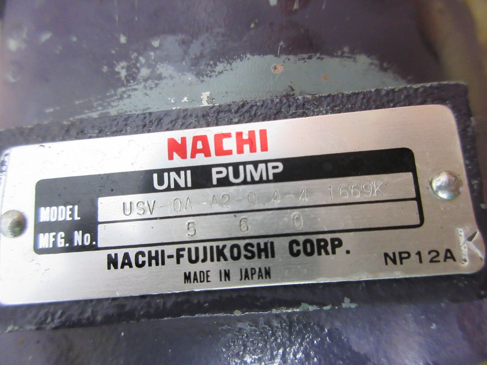 1996 CITIZEN L25 CNC NACHI MOTOR LTIS85-NR VBBA-0A4A04 VDS-0B-1A2-TU-1731K PUMP
