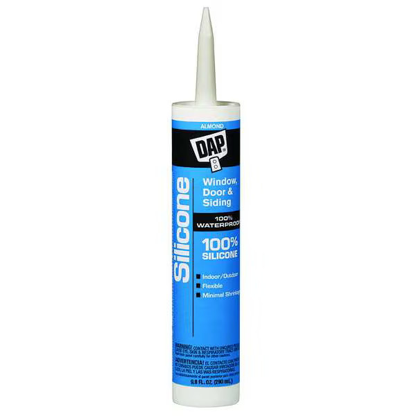 Dap Silicone Sealant, 9.8 oz, Cartridge, Almond, Silicone Base, Window, Door &