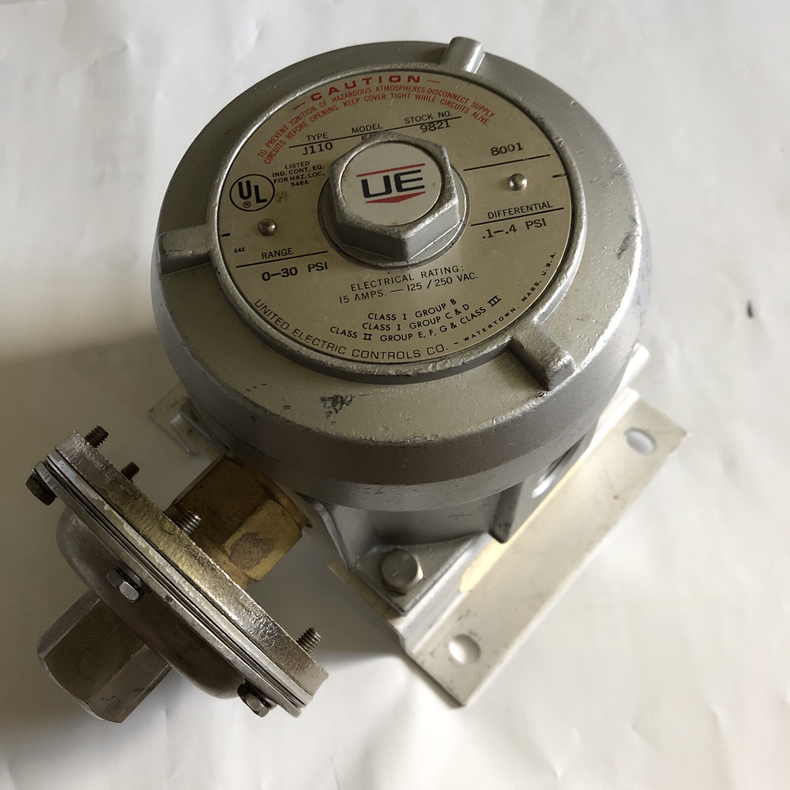 UE Ji10 554,UNITED ELECTRIC J110 554 9821 PRESSURE SWITCH 0-30PSI SS 1/4″ NPT,Ej