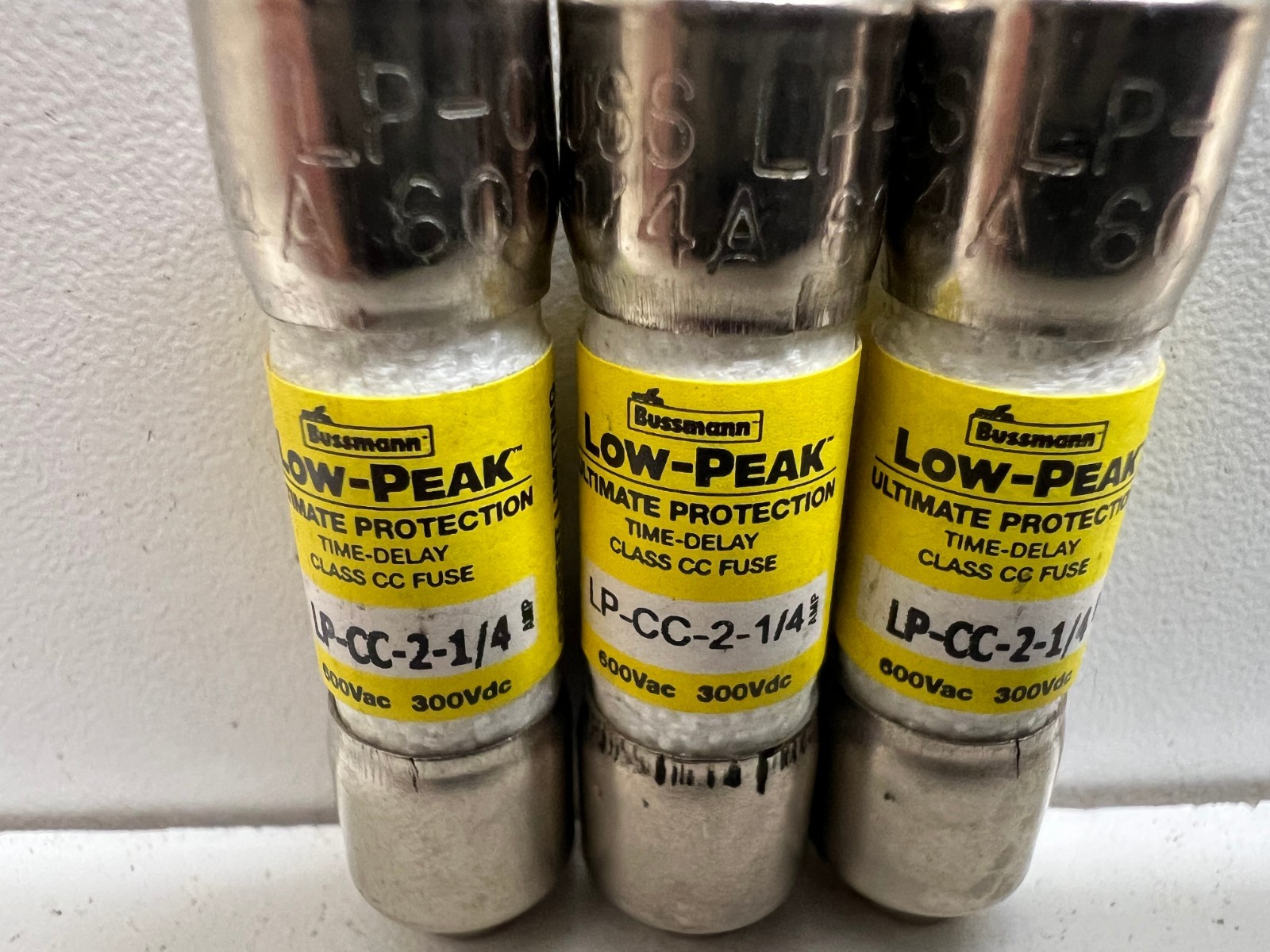 LOT OF (3) NEW OLD STOCK! BUSSMANN 2-1/4A 600V TIME DELAY FUSES LP-CC-2-1/4