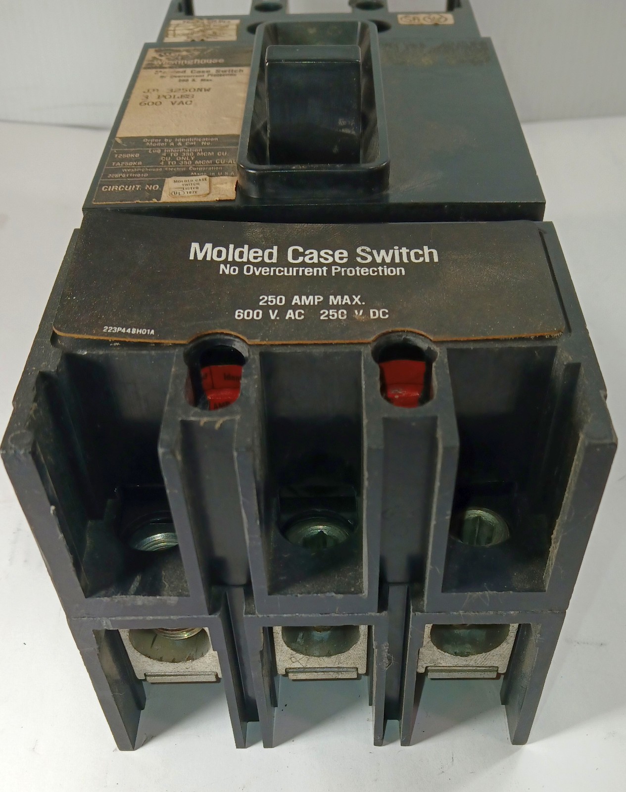 1 USED WESTINGHOUSE JB 3250NW 3P 250A CIRCUIT BREAKER ***MAKE OFFER**