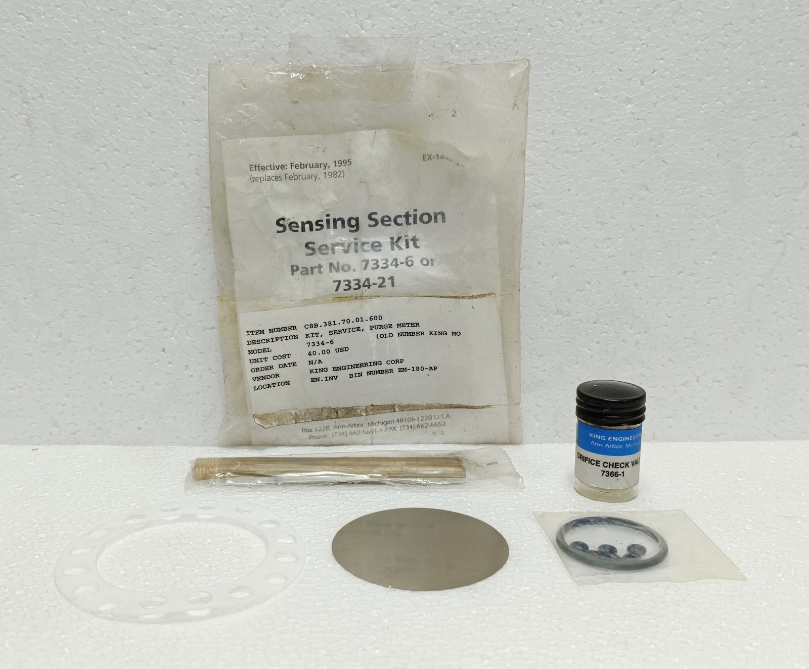 KING ENGINEERING SENSING SECTION KIT LIQUISEAL 7334-21 735 736 737 NEW SURPLUS