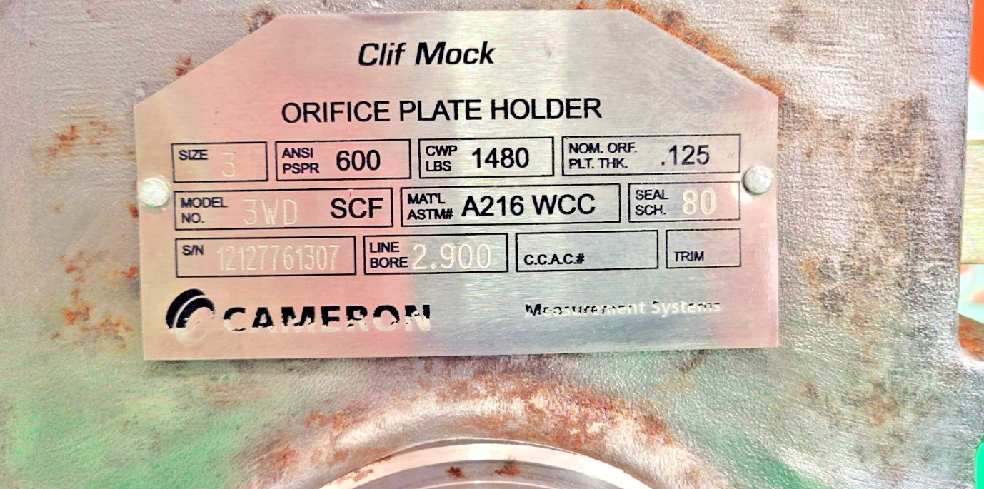 6️⃣ CAMERON CLIFF MOCK 5030 ORIFICE FITTING 49LB PESSCO OFFER 1 G022426-1-100 🗽