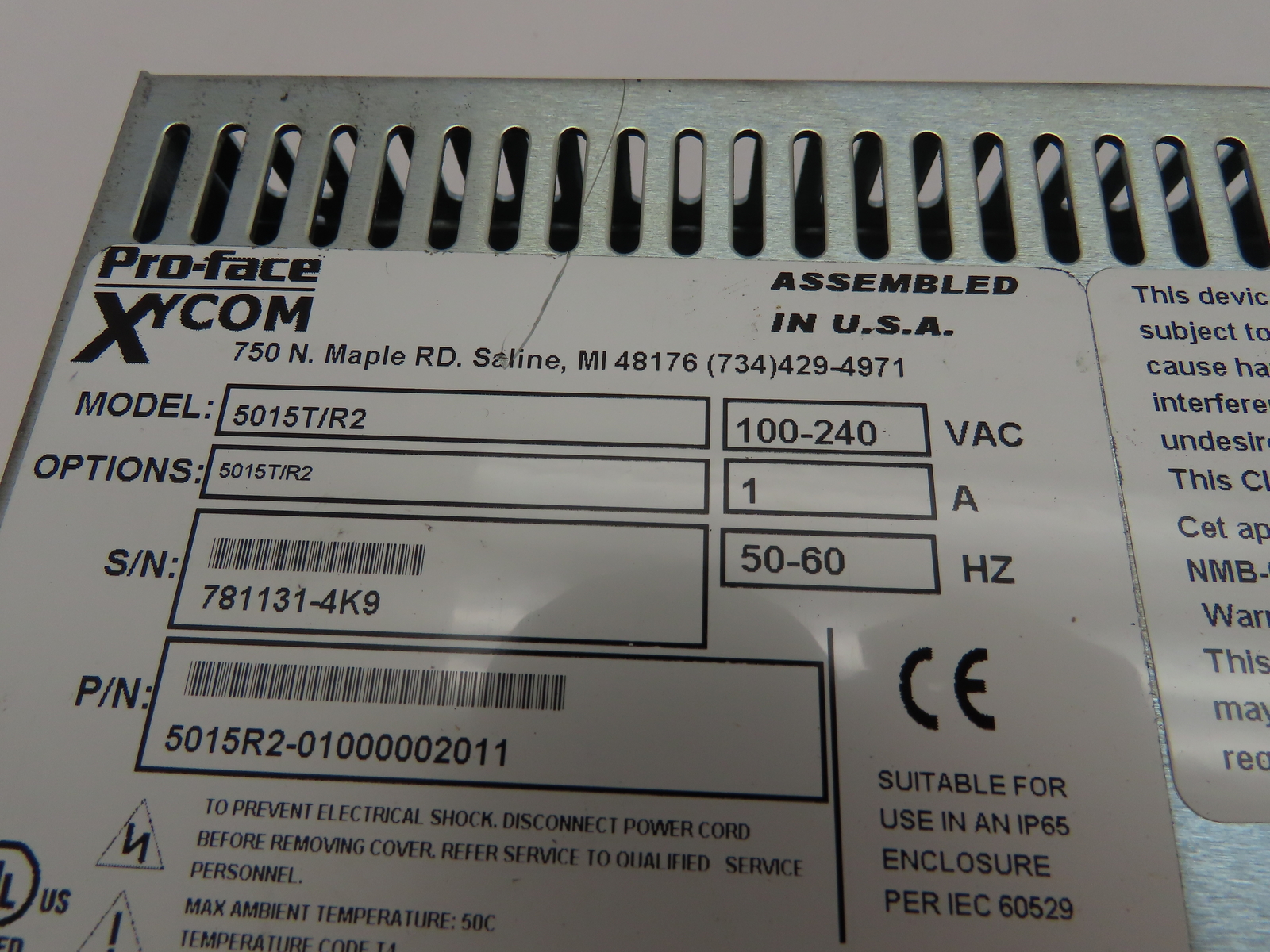 Xycom Automation Proface 5015R2-01000002011 5015T/R2 Operator Interface Monitor