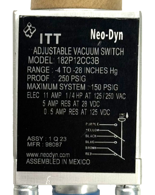 ITT 182P12CC3B Neo-Dyn Adjustable Vacuum Switch
