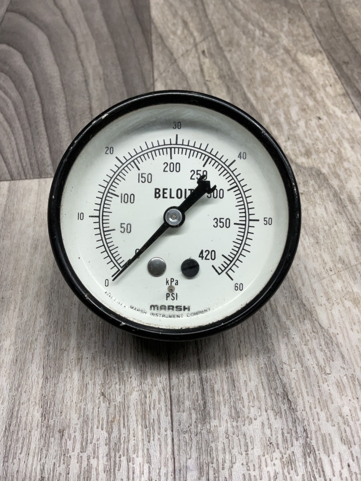 MARSH BELOIT 2-1/2” PRESSURE GAUGE, 0-60 PSI, #4003PT200SI