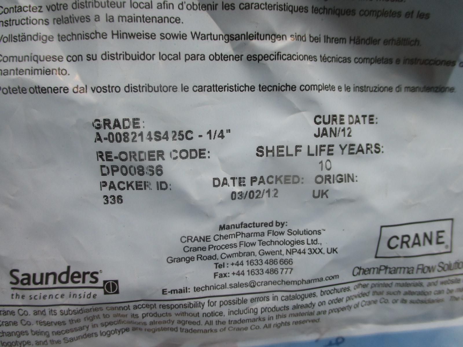 SAUNDERS DP008S6 A-008214S425C-1/4″ DIAPHRAGM NSMP