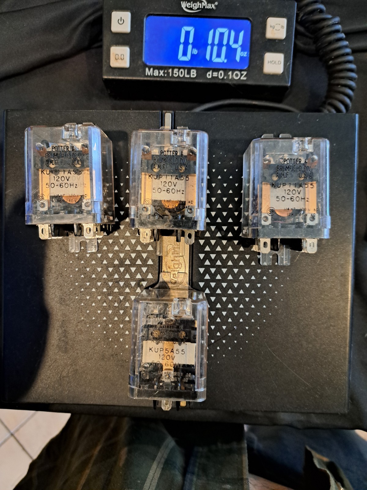 Lot of 4 Potter & Brumfield Relays 120 V AC KUP Series Mixed Types – KUP1A55 KUP