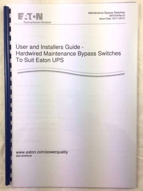 Eaton MBS33NSB40BW UPS Hardwired Maintenance Bypass Switch 40A 3-3PH Bottom Wire