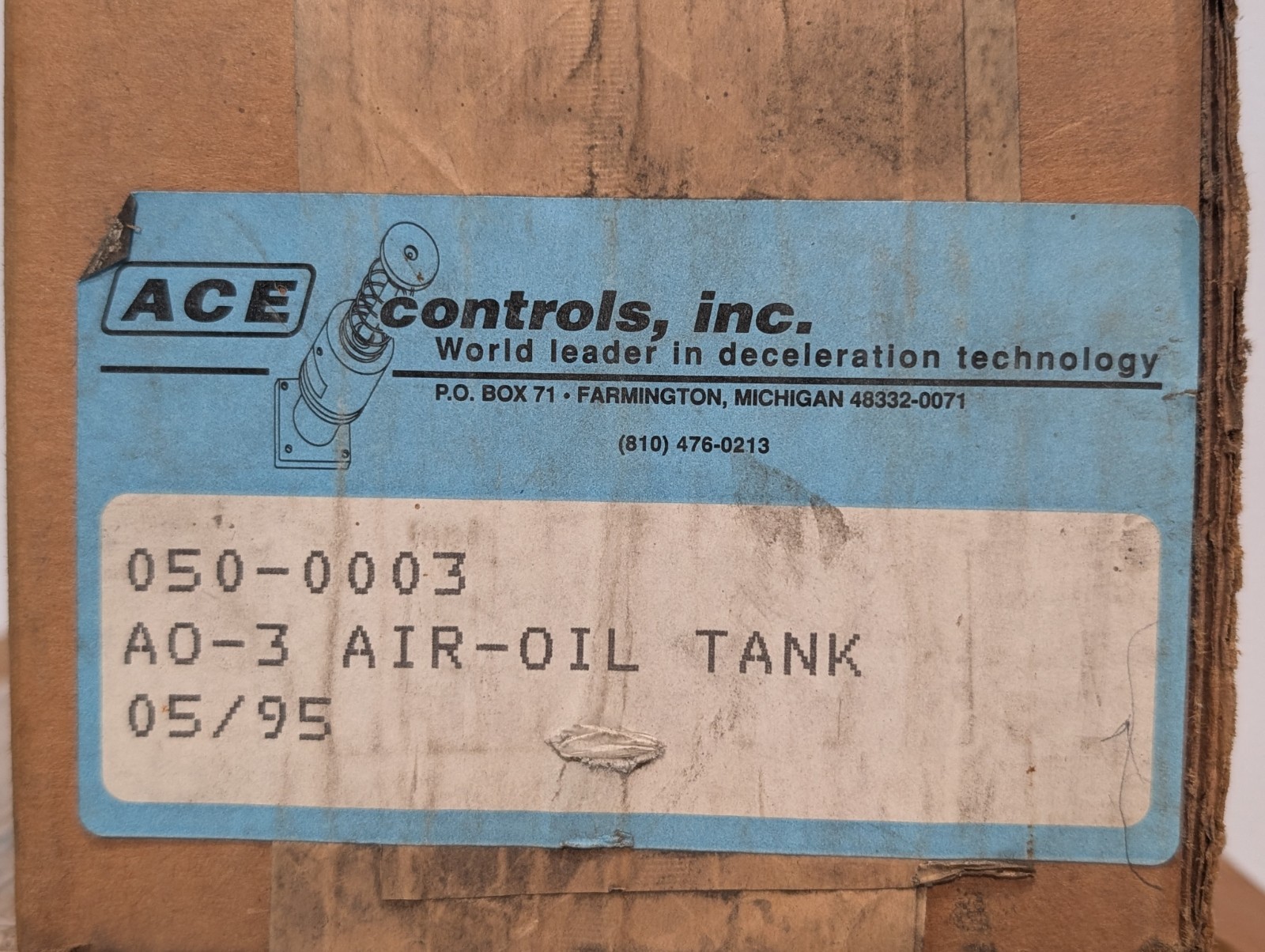 ACE Controls 050-0003 AO-3 Air-Oil Tank for Industrial Shock Absorbers