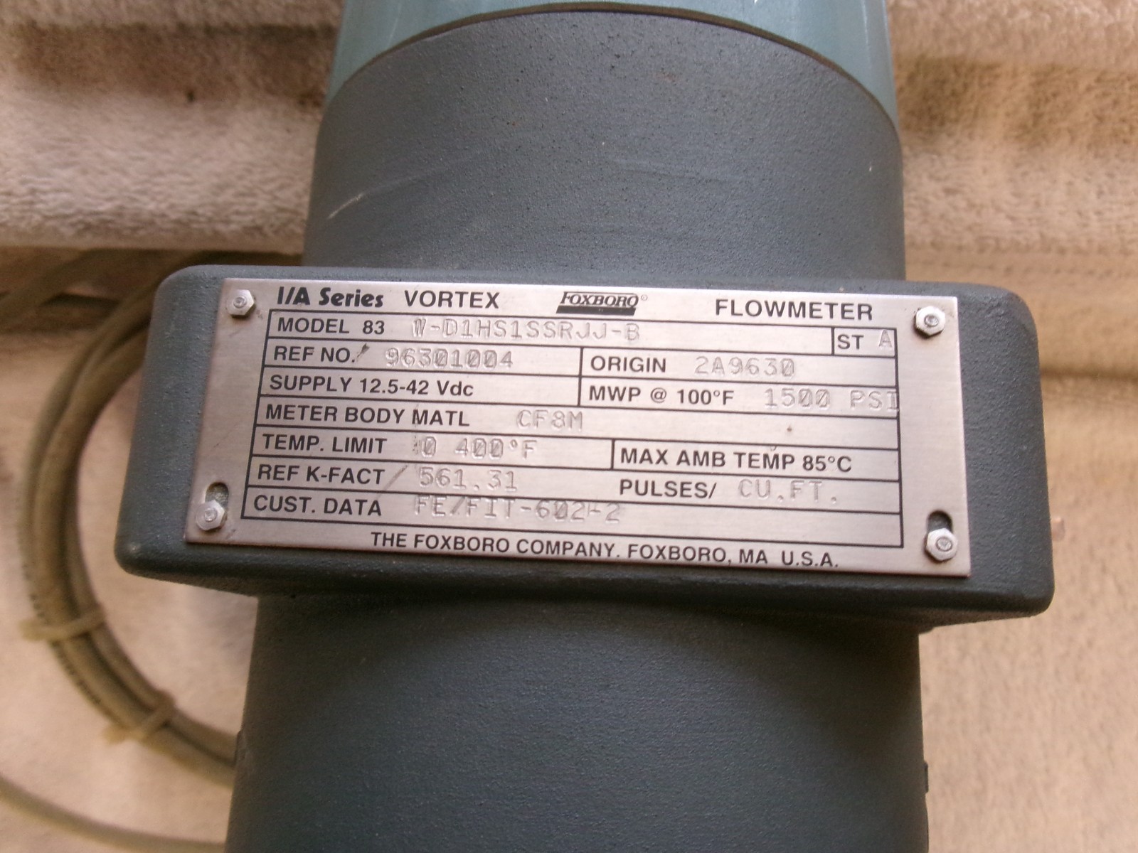 FOXBORO VORTEX Flowmeter 12.5-42Vdc 1500PSI 83W-D1HS1SSRJJ-B