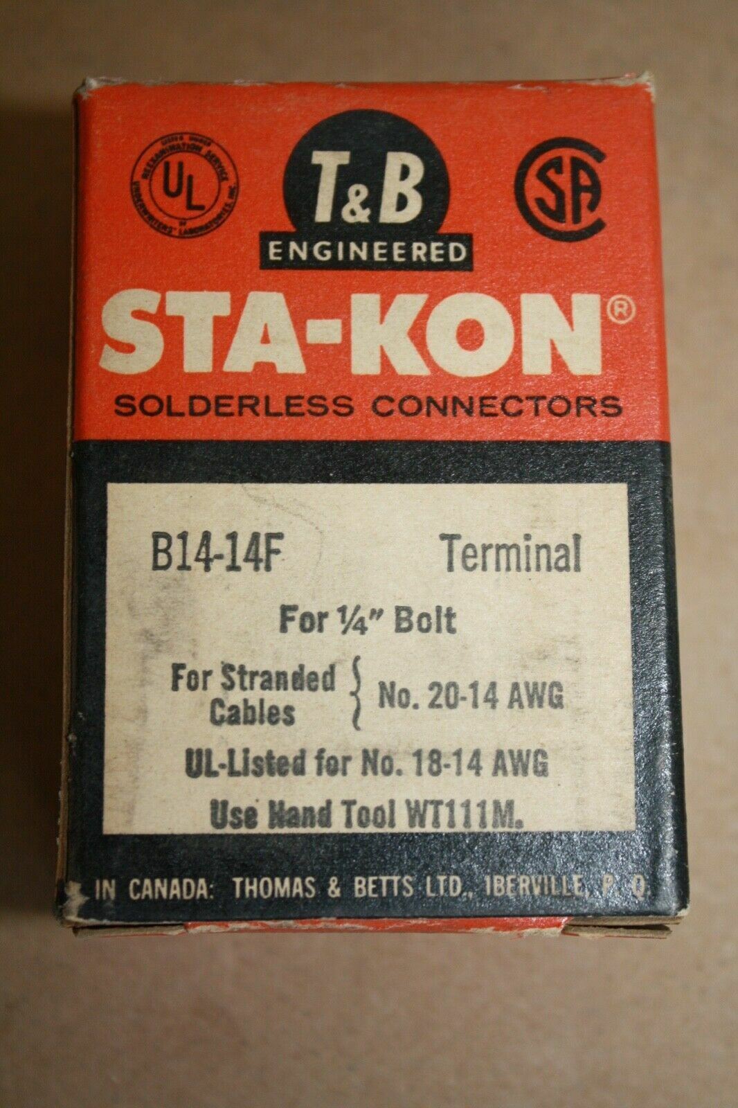 THOMAS & BETTS STAKON B14-14F FORKED TERMINAL BOX OF 100