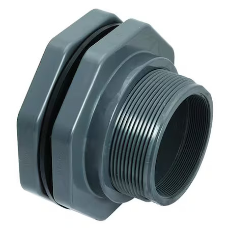 Hayward Flow Control Bfa1007tes Bulkhead Tank Fitting, 3/4″, Pvc/Epdm, Fpt X Fpt