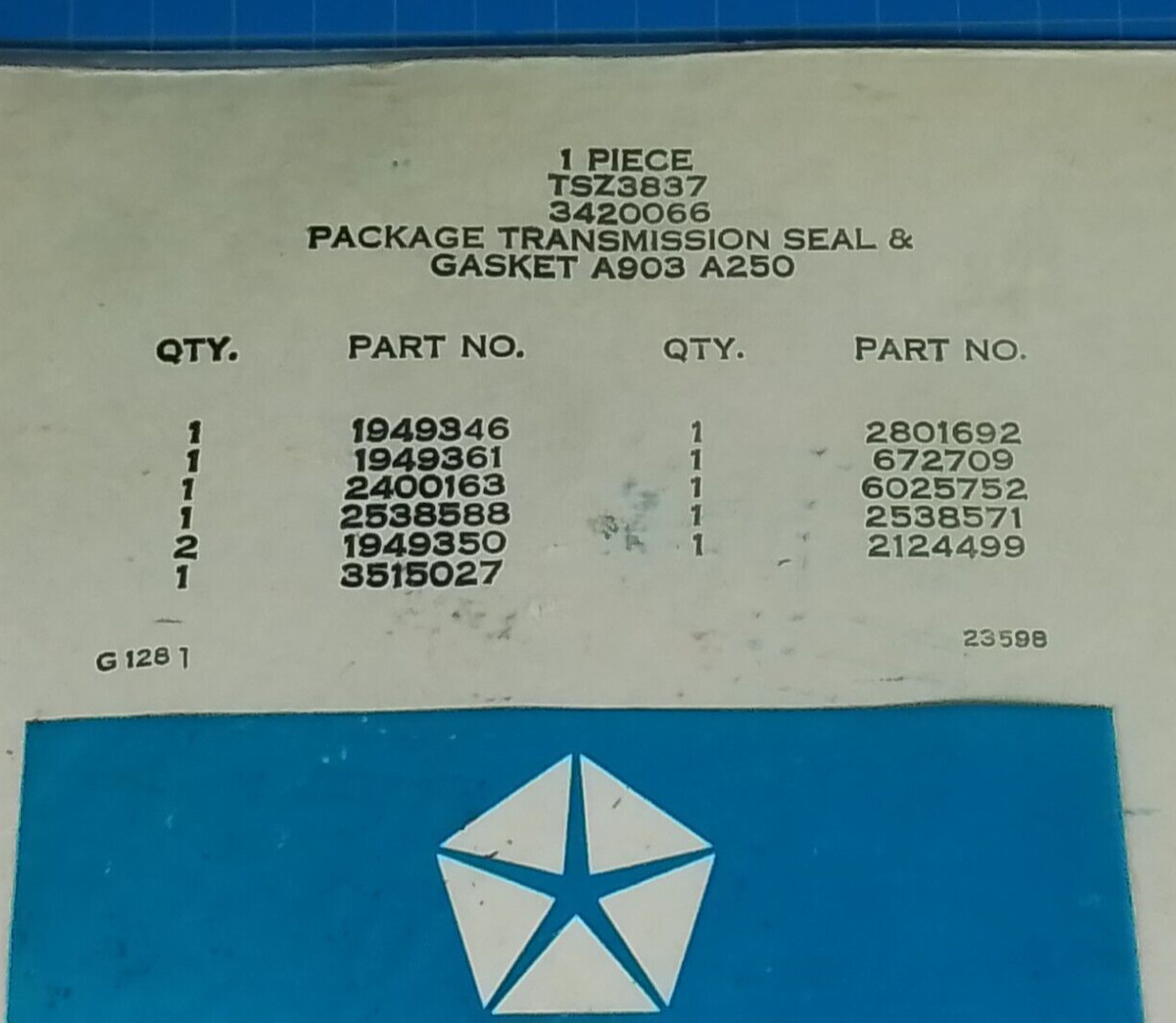 Mopar Package Transmission Seal and Gasket Kit 3420066 (READ DESCRIPTION)