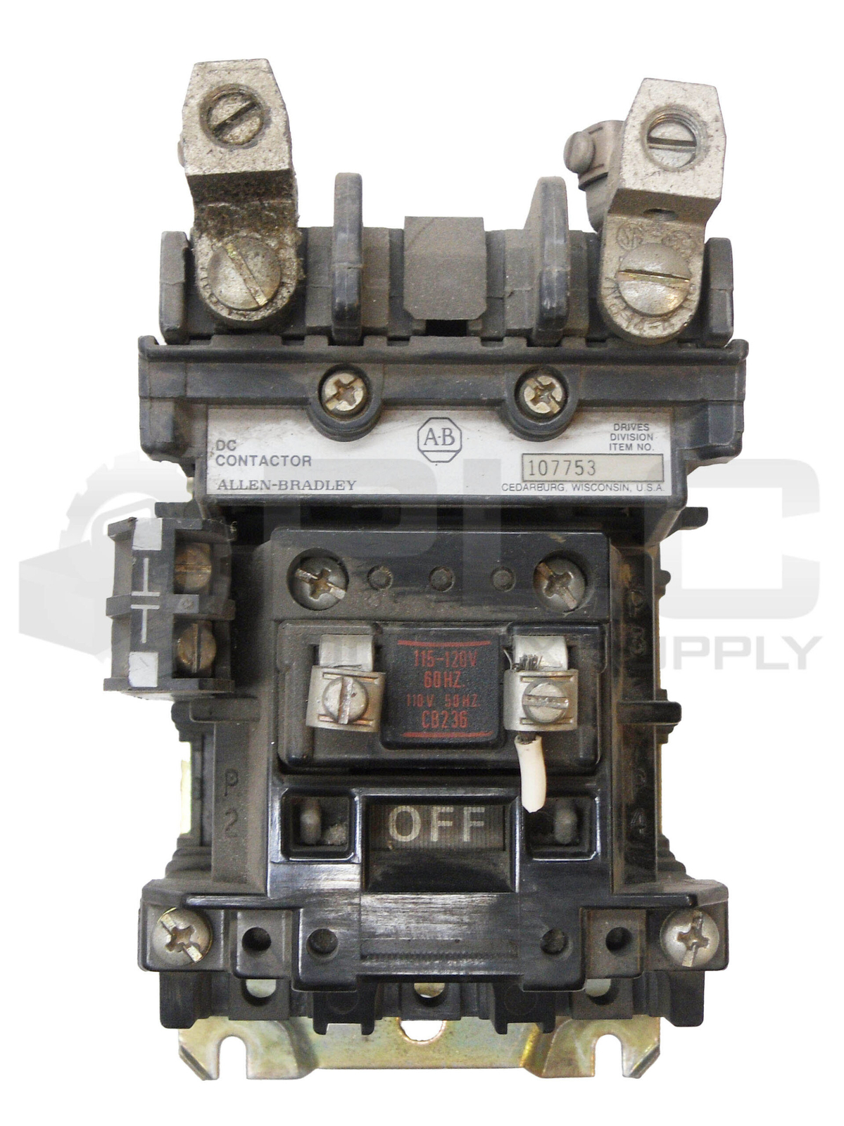 ALLEN BRADLEY 107753 DC CONTACTOR W/ CB236 COIL W/ 40495-458-04 CONTACT