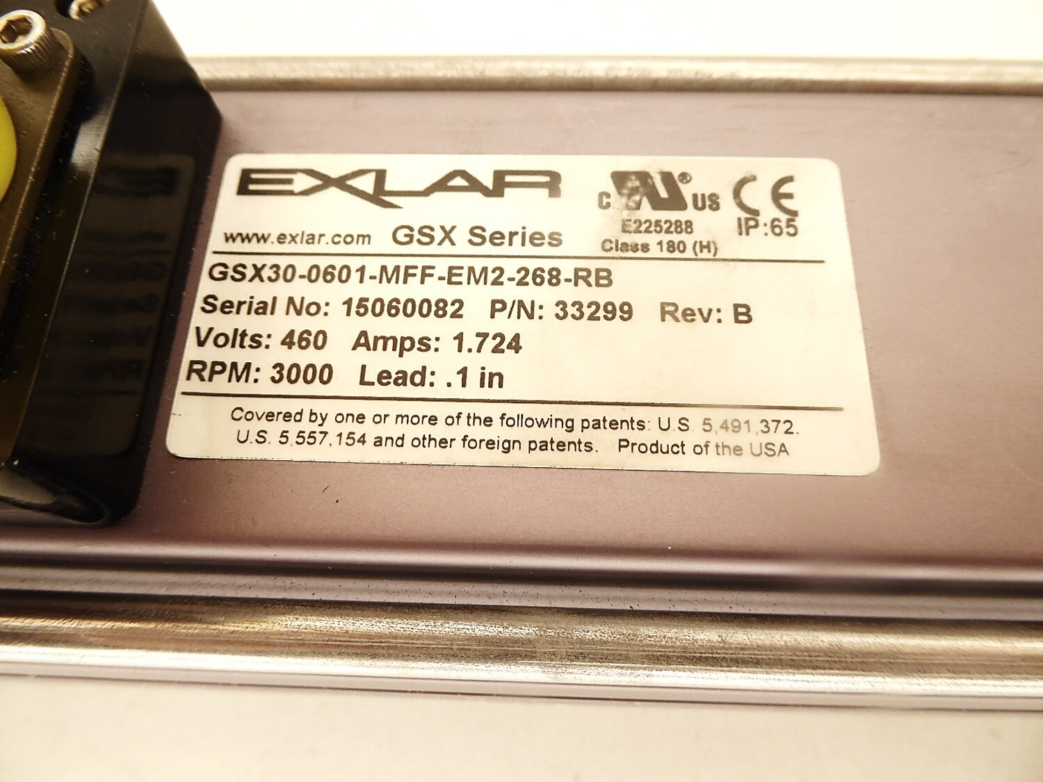 Exlar GSX30-0601-MFF-EM2-268-RB Actuator 3000rpm Lead .1in 460v NEW NO BOX