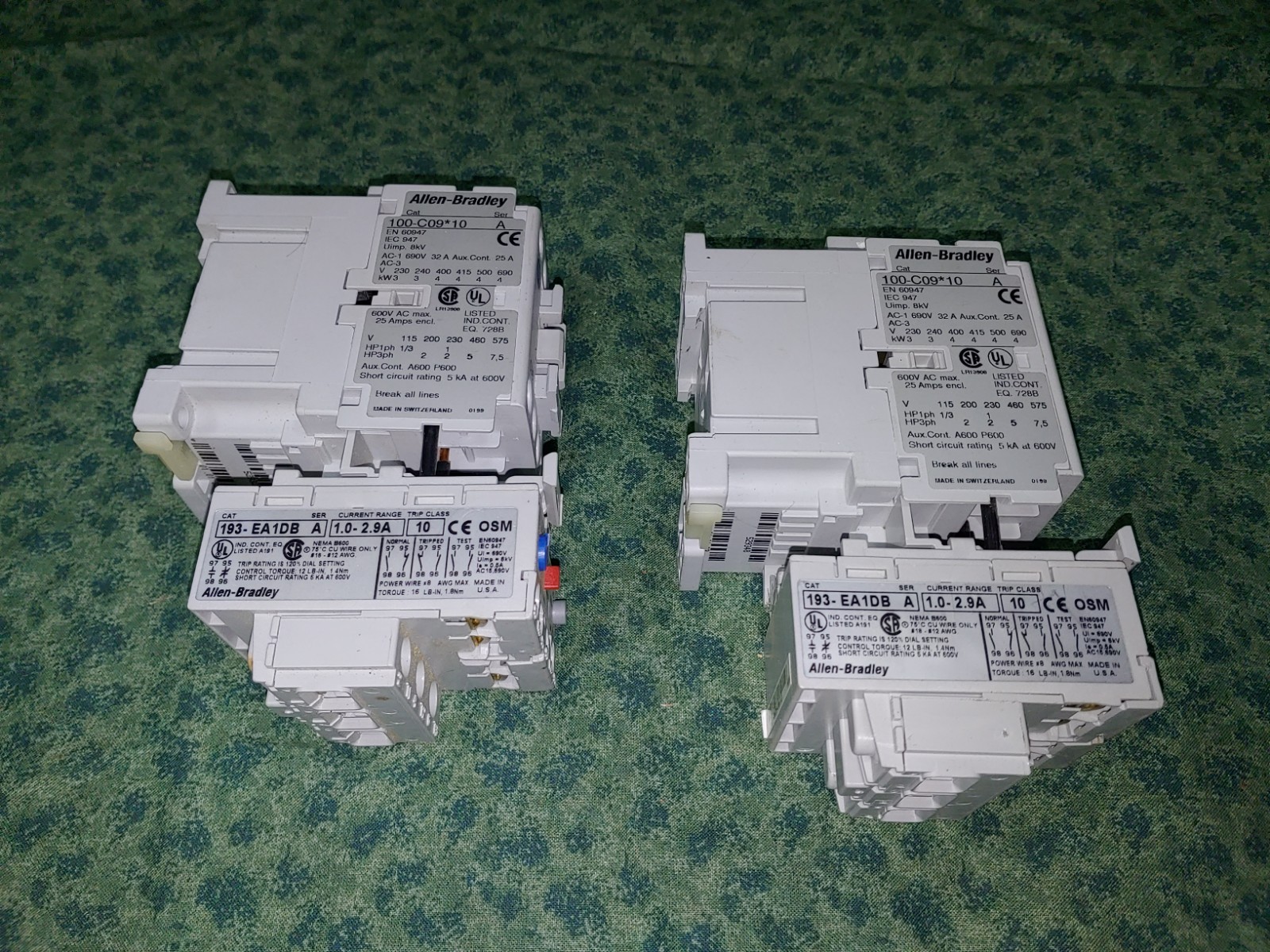 (2) Allen-Bradley 100-C09*10 – with 193-EA1DB 1.0-2.9 Amp Current (43477-D3)
