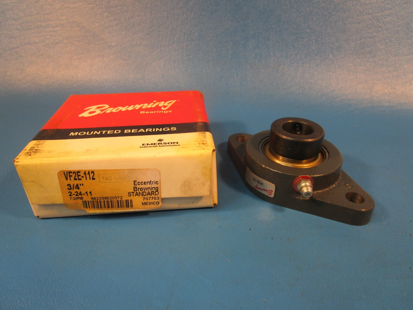 BROWNING VF2E-112, 2-Bolt Flange-Mount Ball Bearing Unit, 3/4 in Bore, Eccentric