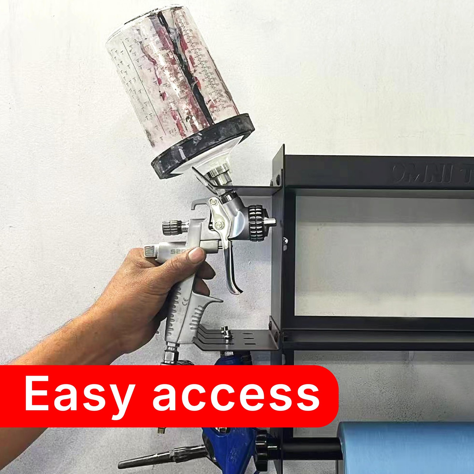 OMNI TOOLS Wall Mount Paper Towel Holder Rack Spray Gun Shelf – Black Steel