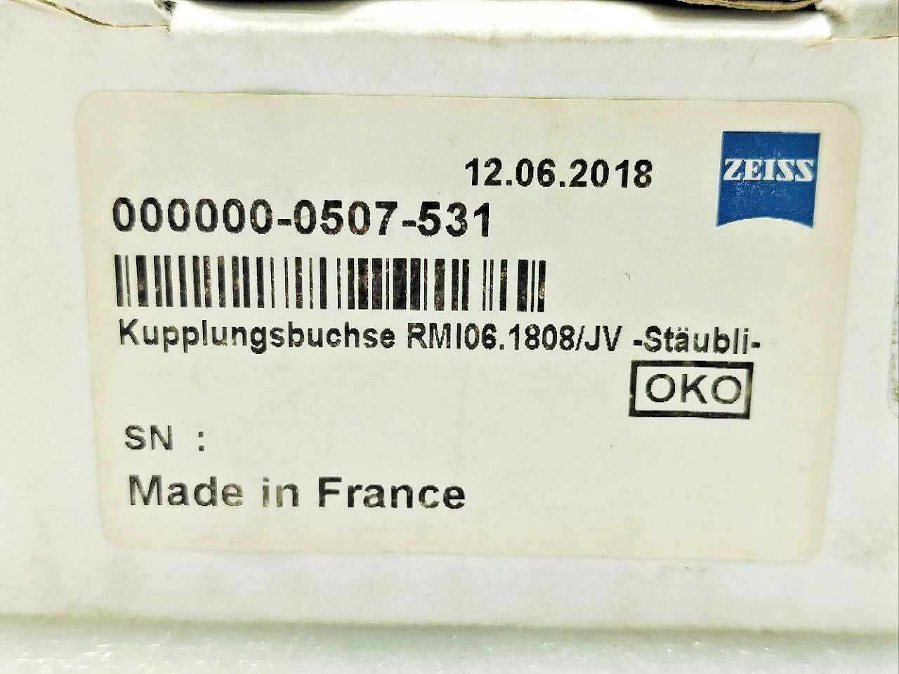 STAUBLI RMI 06.1808/JV RMI-06/JV COUPLING SOCKET ZEISS 000000-0507-531 NEW