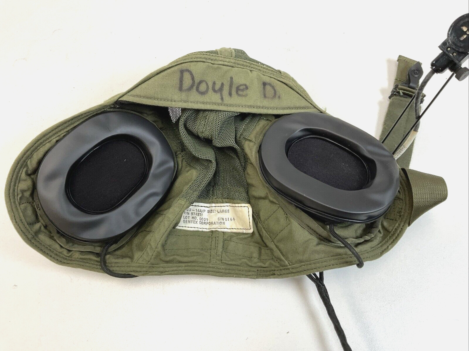 Vintage Gentex HGU-14A/P USGI Military Soft Crewman Helmet W/Boom Mic LG Headset