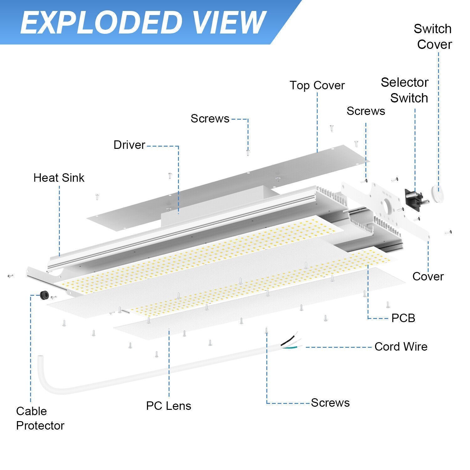 300Watt LED Linear High Bay Light Commercial Warehouse Shop Lighting 4500K~5700K