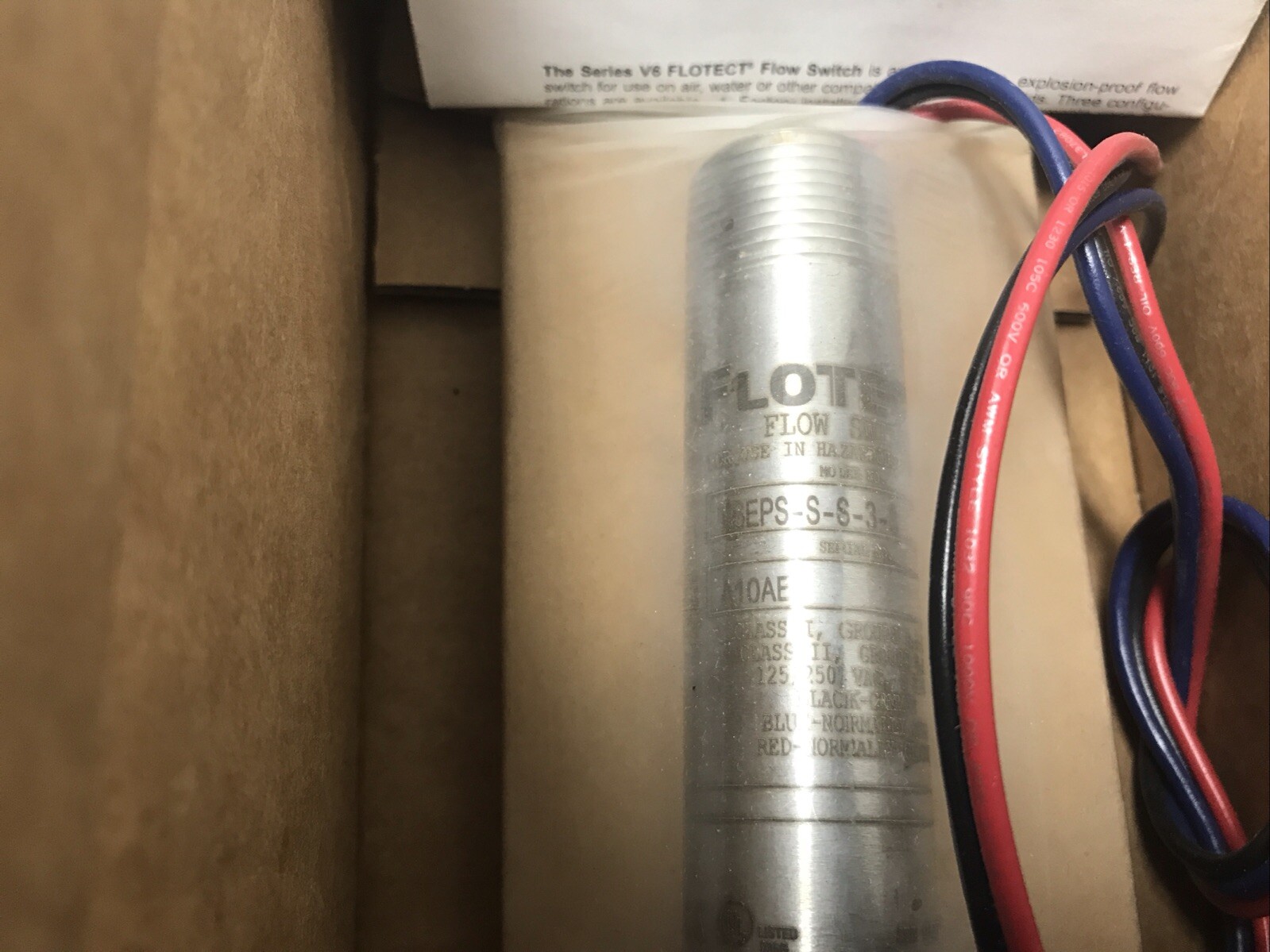 Dwyer W.E. Anderson V6eps-S-S-3-S Liquid Flow Switch V6 FLOTECT 119019-05 A10AE