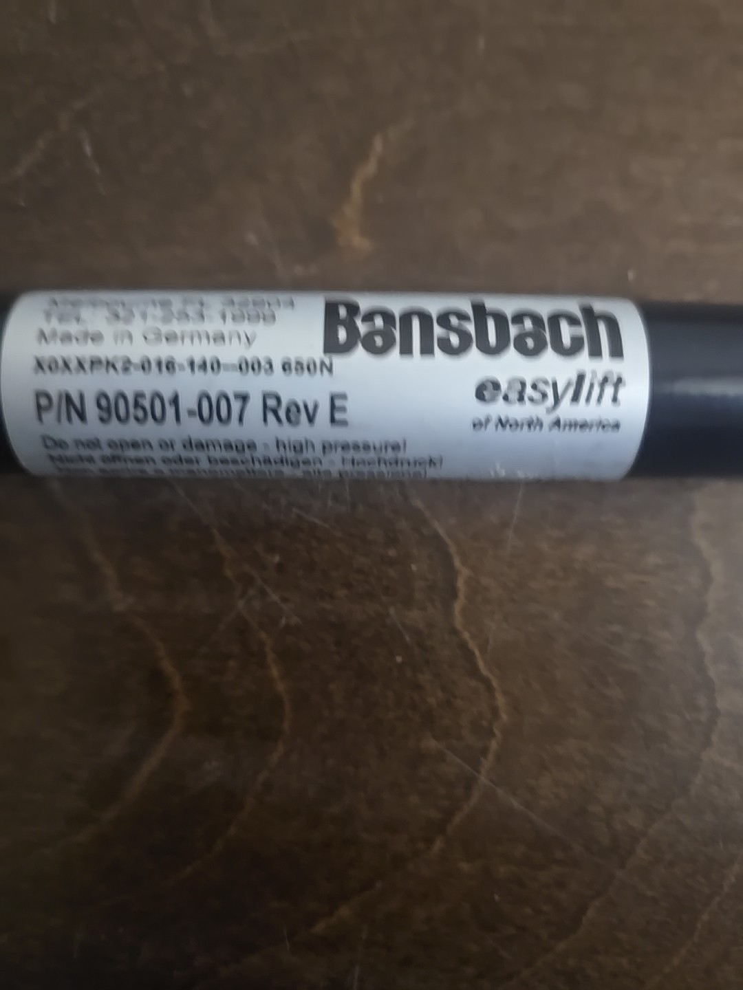 Bansbach Easylift Gas Spring X0XXPK2-016-140–003/650N