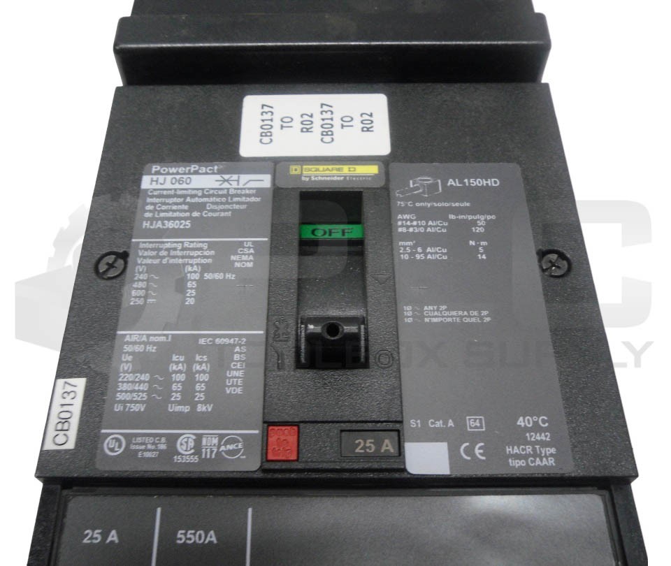 SQUARE D HJA36025 POWERPACT CIRCUIT BREAKER 25A; HJ060