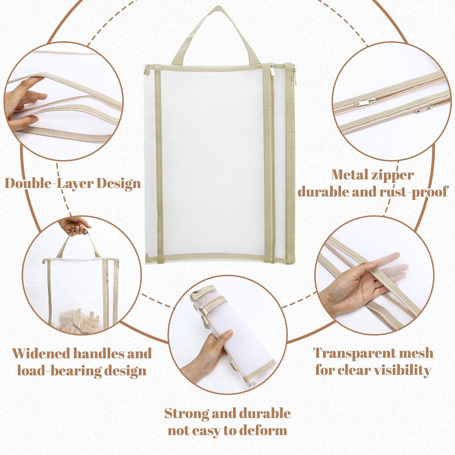 A4 Colored Mesh Zipper Pouch Bags – 10 Pack Double-Layer Nylon Organizers…