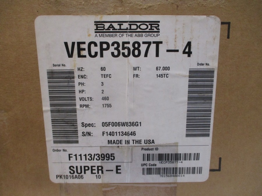 BALDOR VECP3587T-4 05F006W836G1 460V 2.8A NSMP