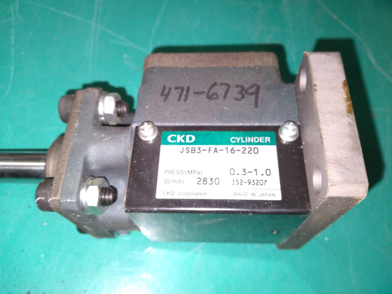 CKD CORPORATION CYLINDER JSB3-FA-16-220 0.3-1.0MPA 2830 I52-93207 471-6739