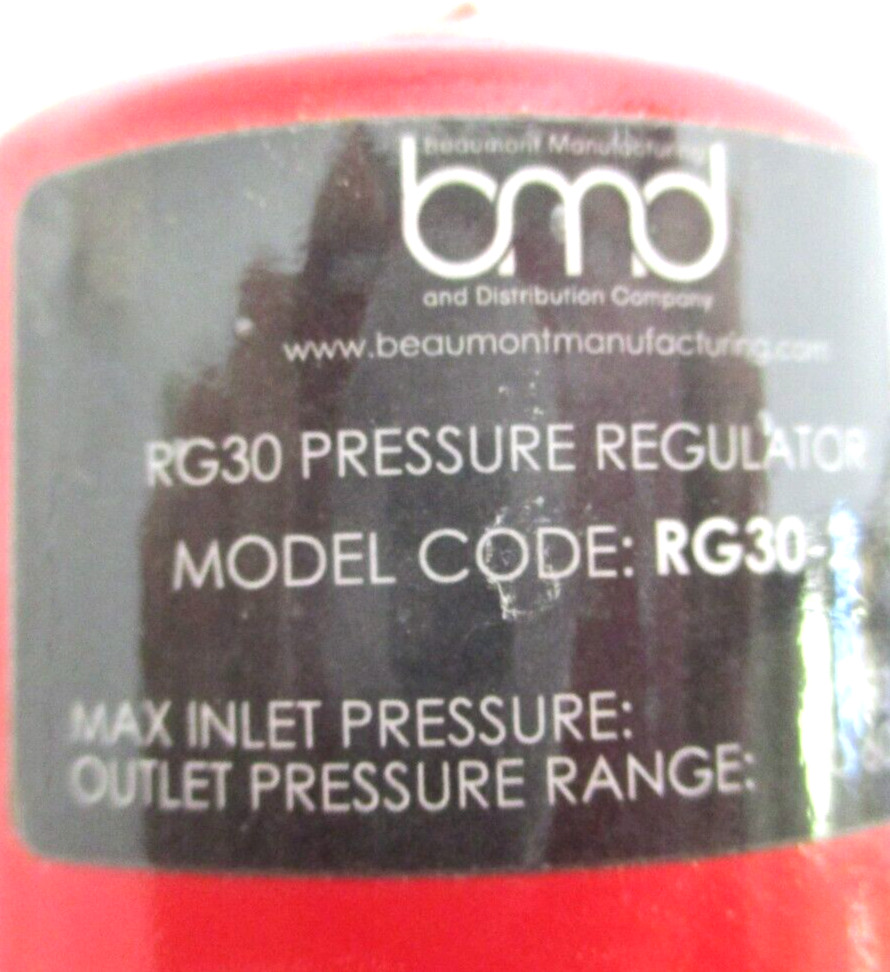 BMD , RG30-2 REGULATOR , 1/4″ FNPT , 250-PSI MAX , RANGE: 0-60 PSI , SURPLUS