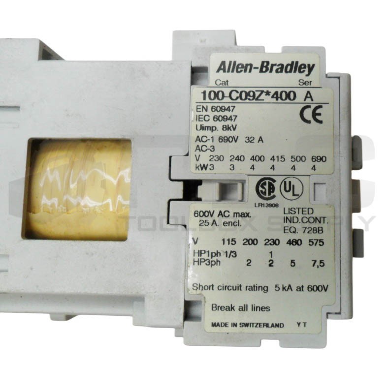 LOT OF 3 ALLEN BRADLEY 100-C09Z*400 /A CONTACTOR 600VAC 25A