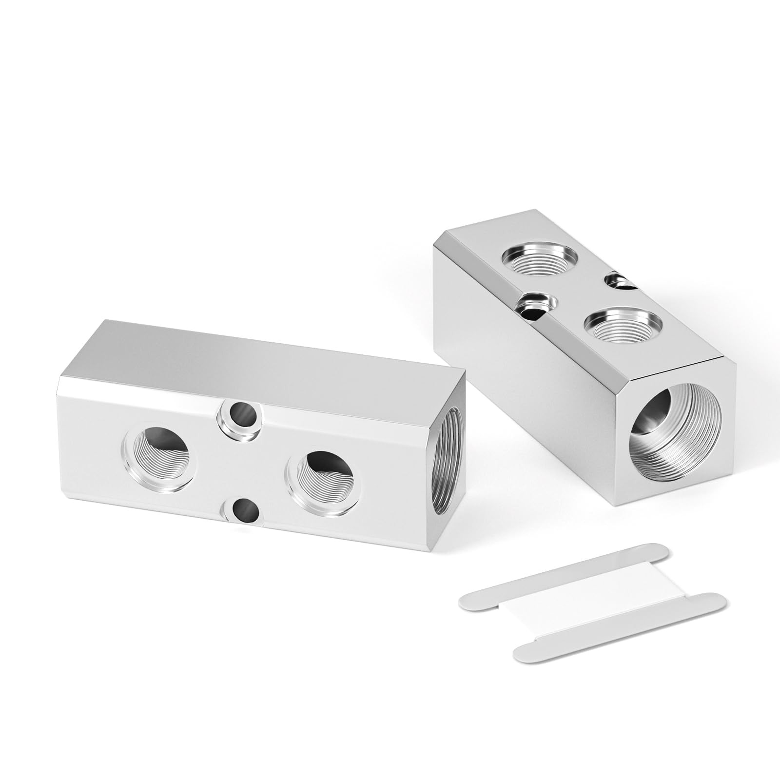 1/2 NPT Input 1/4 NPT Output 2 Way Shunt Aluminum Pneumatic Manifold 2 PCS