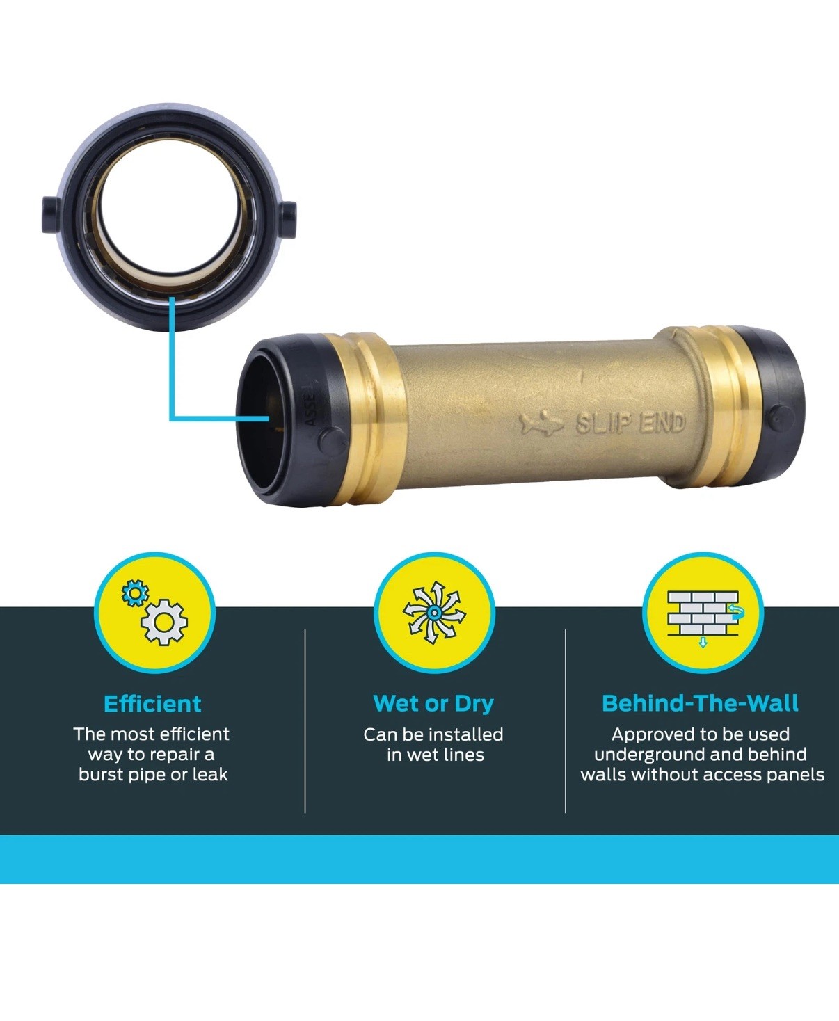 SharkBite UXL0635 1-1/4 Inch Slip Coupling Push to Connect Brass Plumbing Fittin