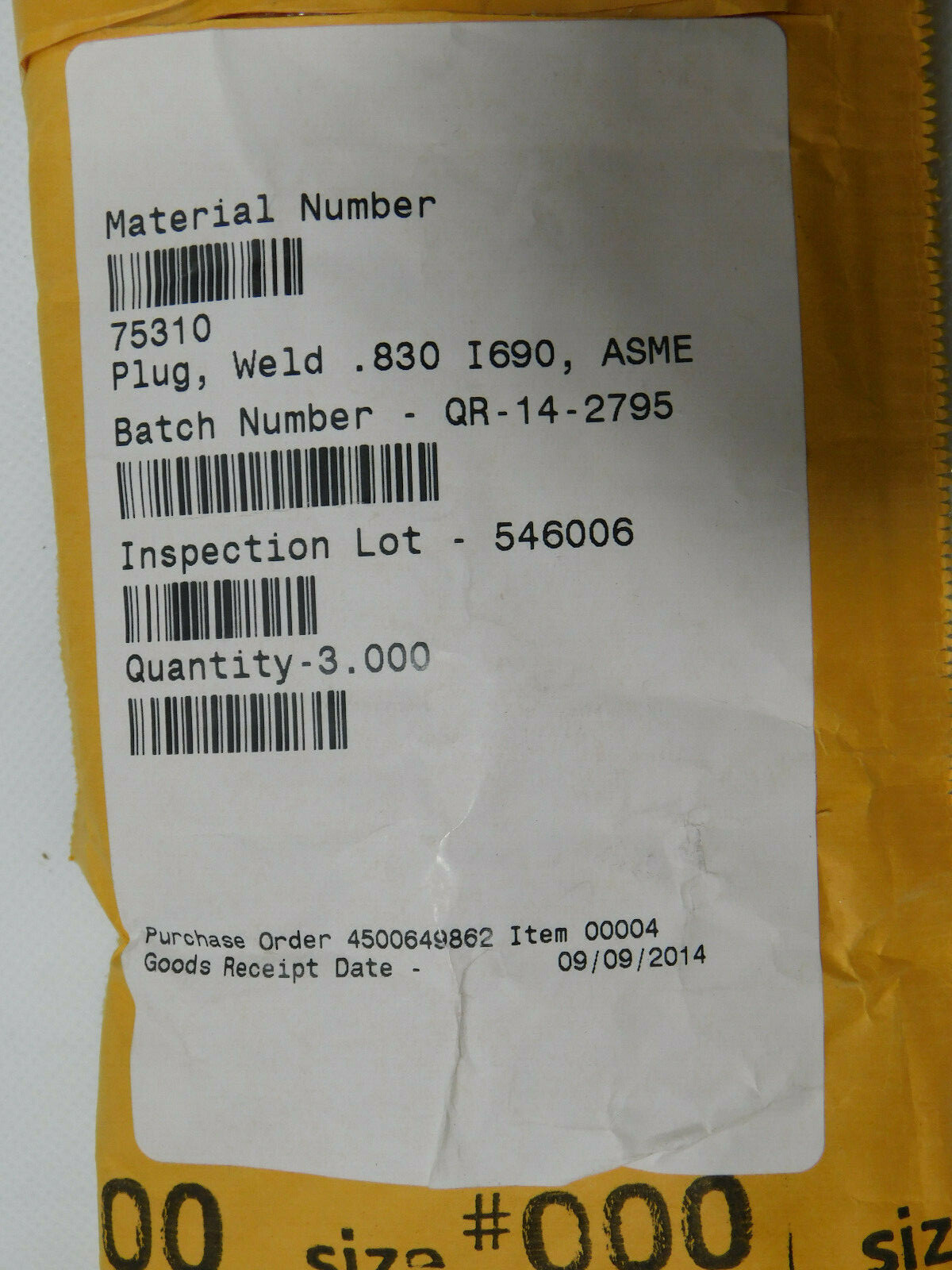 3 ea Westinghouse Weld Plug .89″x1.22″ 10080C79-H04 .830 I690 1Z107 1Z108 1Z109