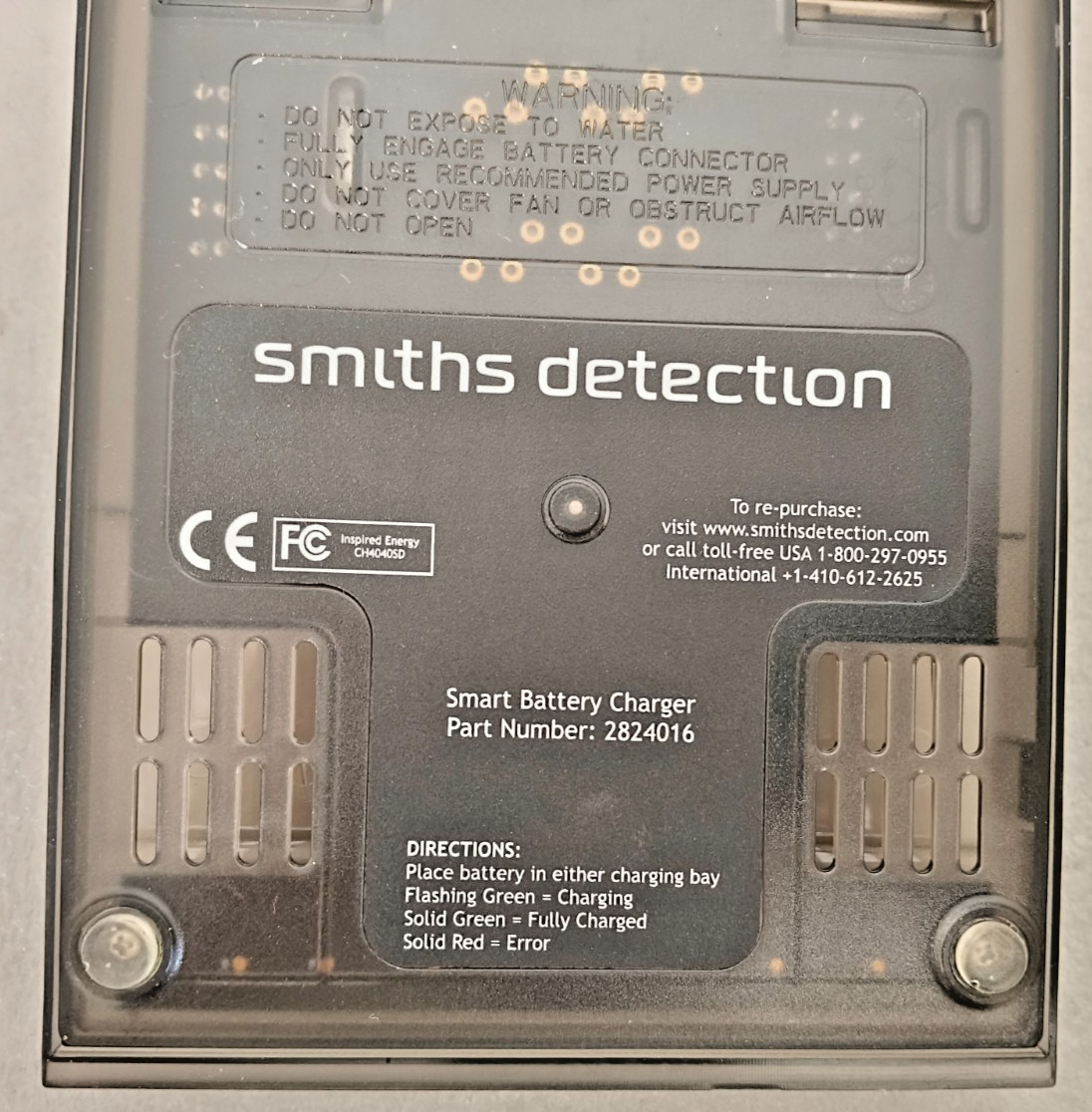 INSPIRED ENERGY SMART Battery Charger CH4040 SMITHS DETECTION 2824016 *NEW*