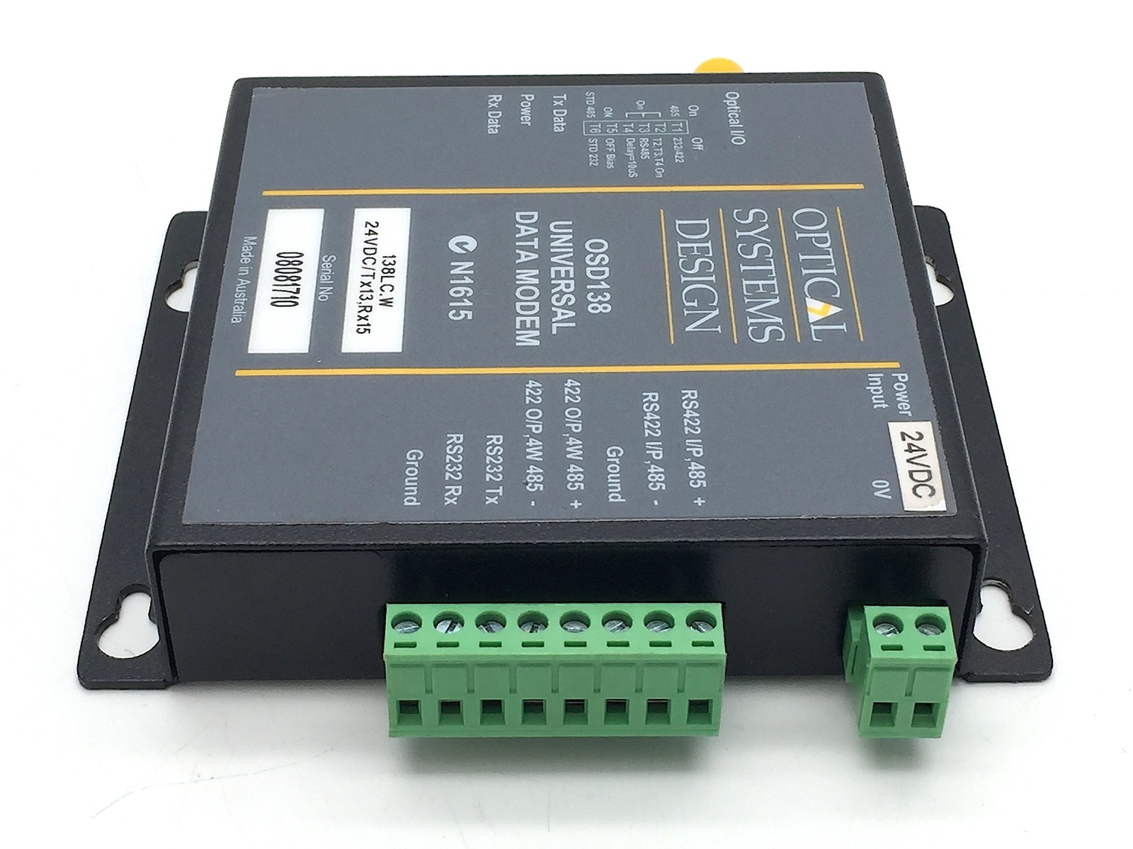 Optical Systems Design OSD138LC.W RS422 Data Modem 138LC.W/Tx13/Rx15 24VDC