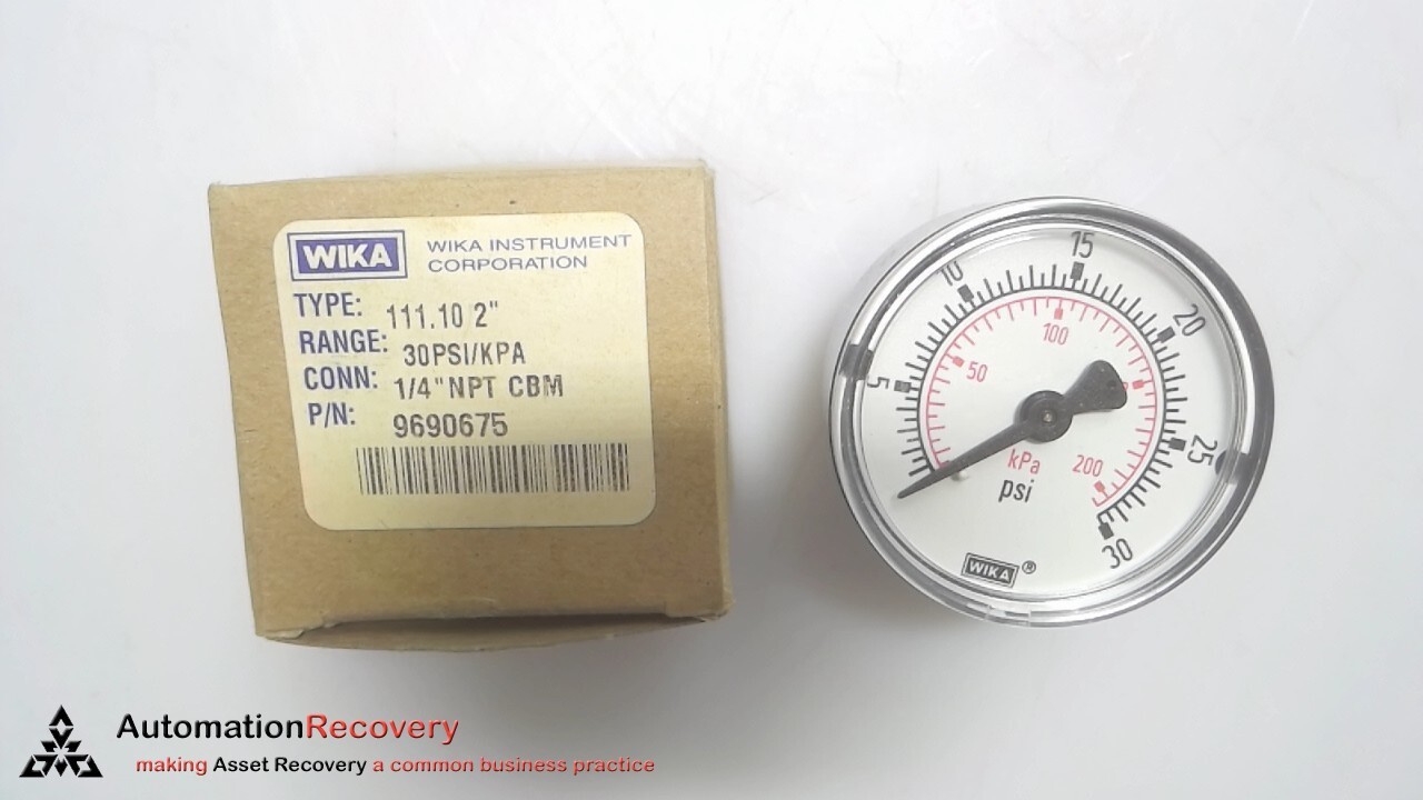 WIKA 9690675, PRESSURE GAUGE, DRY FILLED, COPPER ALLOY, 2″ DIAL, NEW #303506