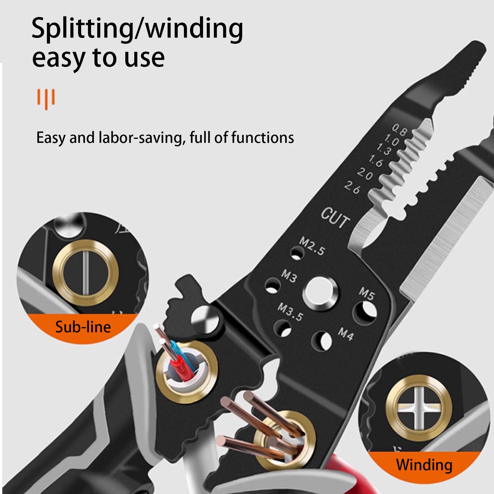 Portable Multipurpose Electrical Wire Stripping Tool Crimper Pliers Cutter