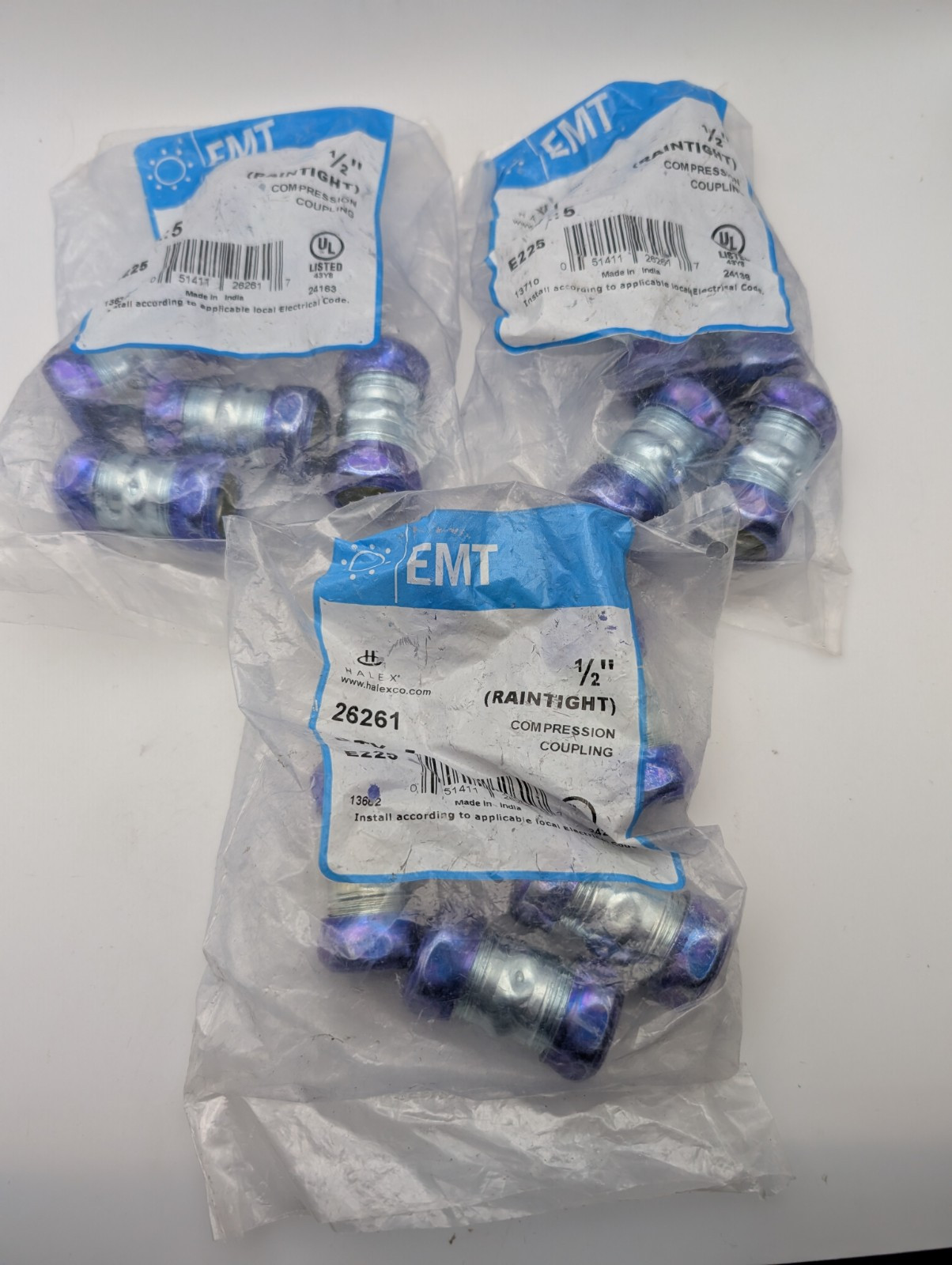 3×5 Pk (15 Total) HALEX 1/2″ RAINTIGHT COMPRESSION COUPLINGS 26261