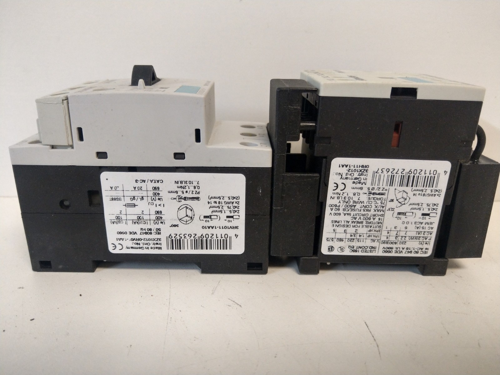 GUARANTEED! SIEMENS CONTACTOR 3RT1015-1KB42 W/ SIEMENS BREAKER 3RV1011-1AA10