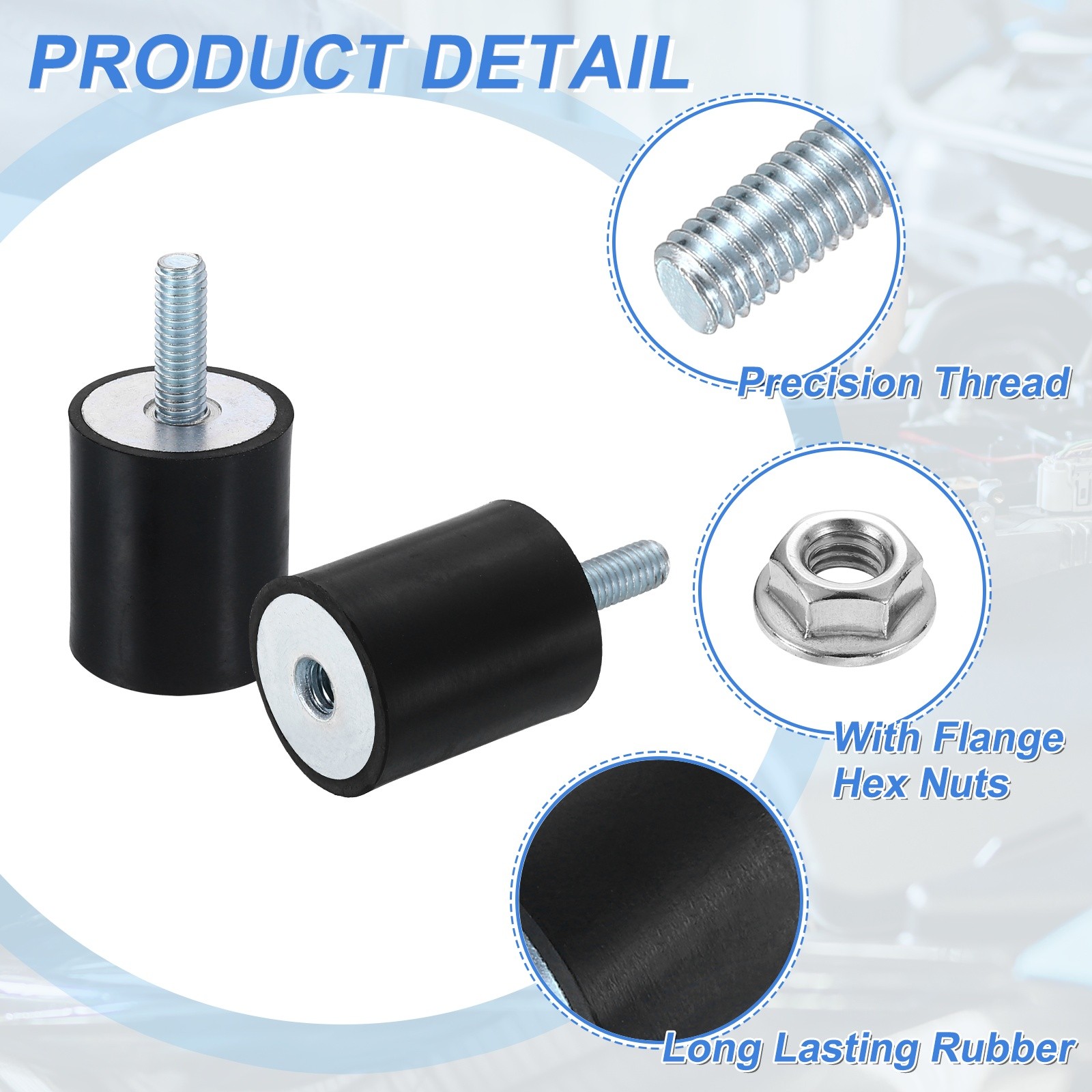 2Pcs M6x18mm Rubber Mounts, 25x30mm(DxH) Rubber Shock Absorber Mount with Nuts