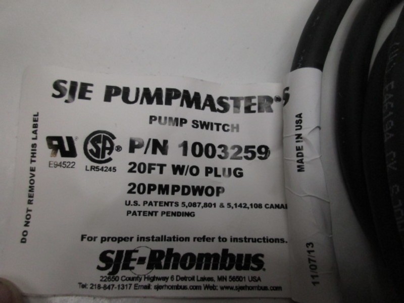 SJE-RHOMBUS 20PMPDWOP PUMPMASTER PLUS PUMP FLOAT SWITCH NSMP