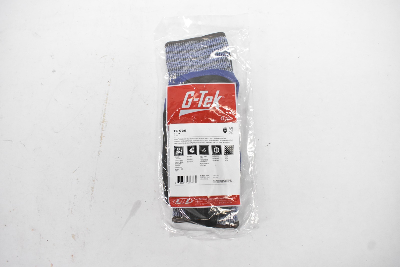 G-Tek PolyKor 16-939 Cut A4 Nitrile Coated Gloves Large L/9 Oil Grip PIP 3 Pairs