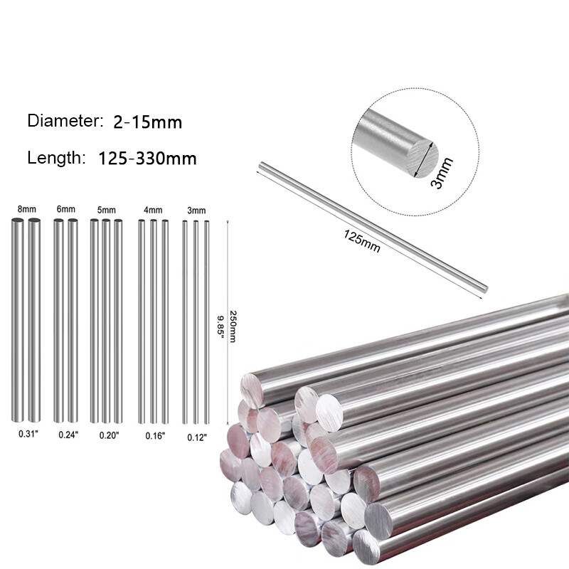 Stainlesss Steel Solids Round Bar Rod Shaft Milling-125-330mm Long-Multi Sizes