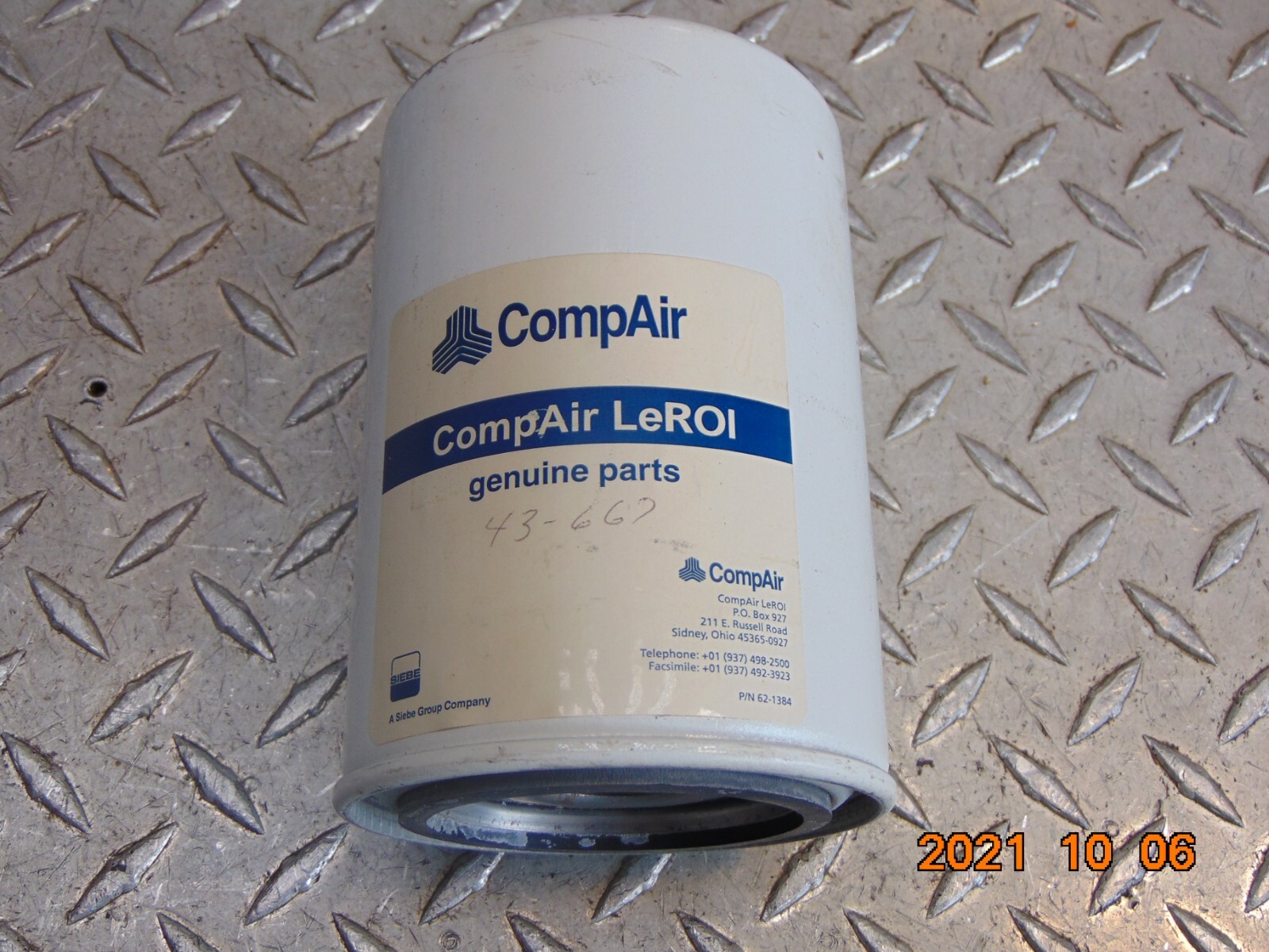 COMPAIR LeROI 43-667 OIL FILTER 62-1384 *FREE SHIPPING*